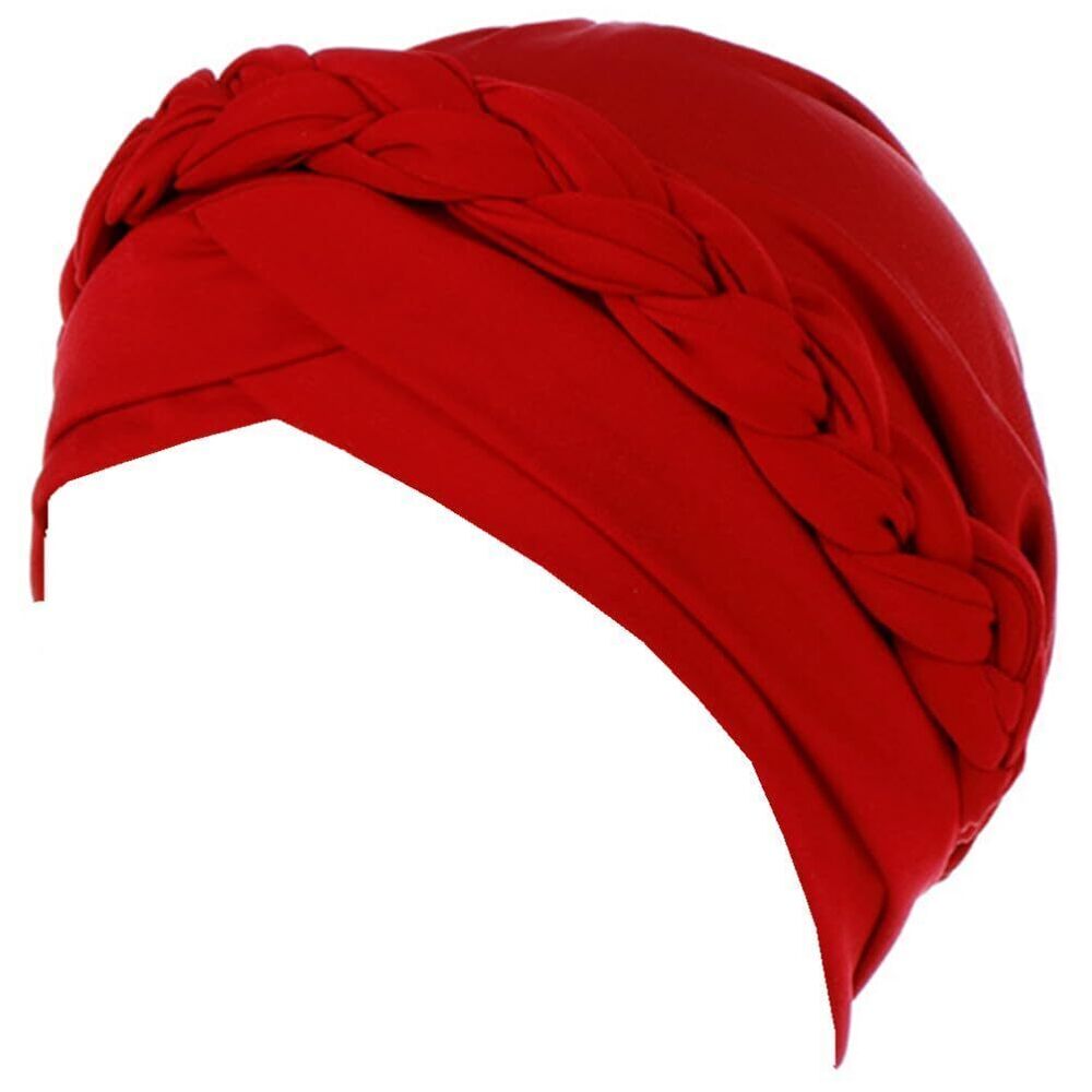 8780 African Turban Hats - Braid Twist Solid Caps Pre Tied Chemo Cancer